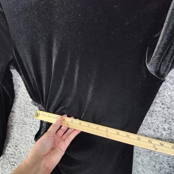 Zara Black Velvet Long Sleeve Mini Dress Womens Small Rhinestone Cutout Baddie - Picture 5 of 12